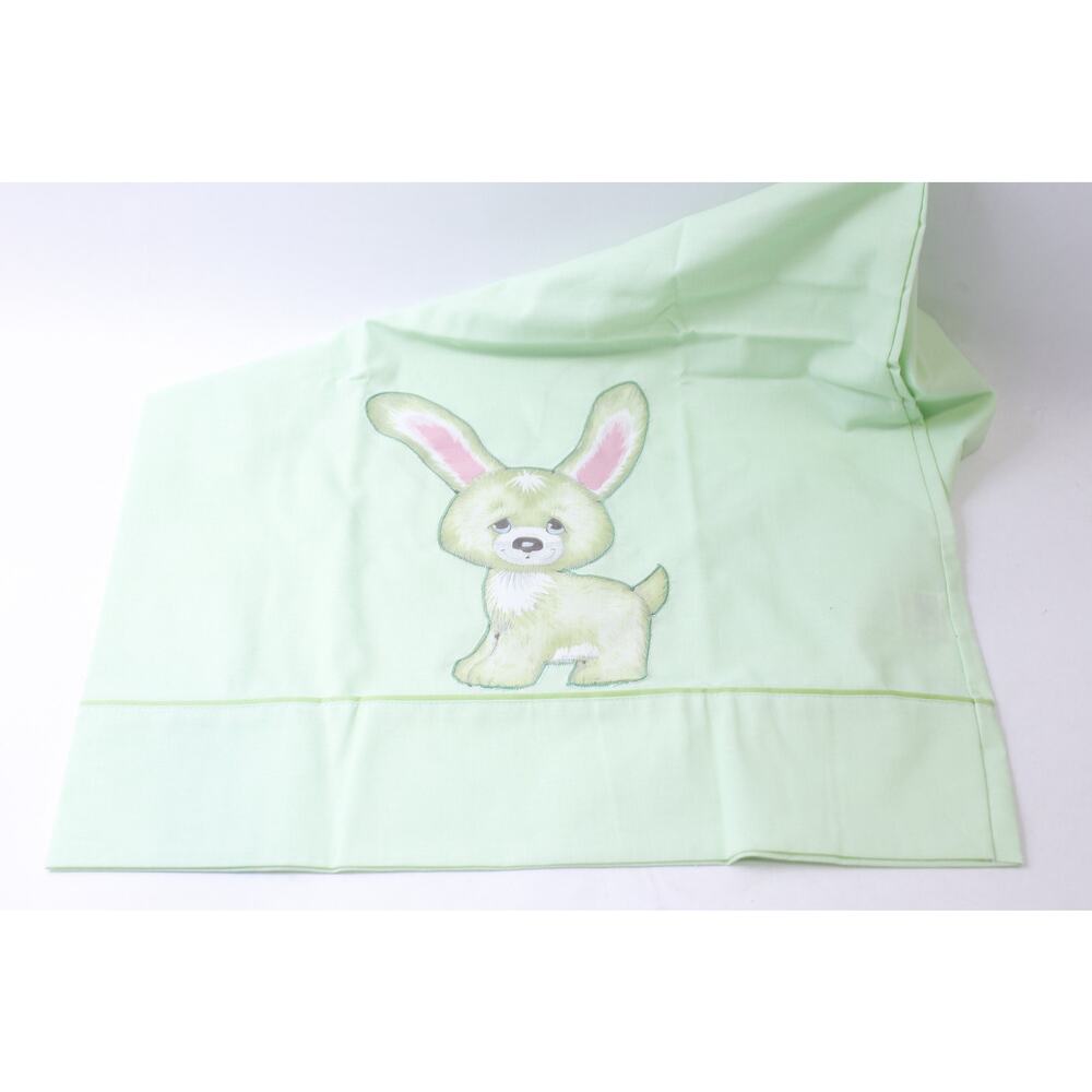 Mint Green Pillow Case Cover with Cute Bunny, MCM 70s 60s Soft, Kids Room,